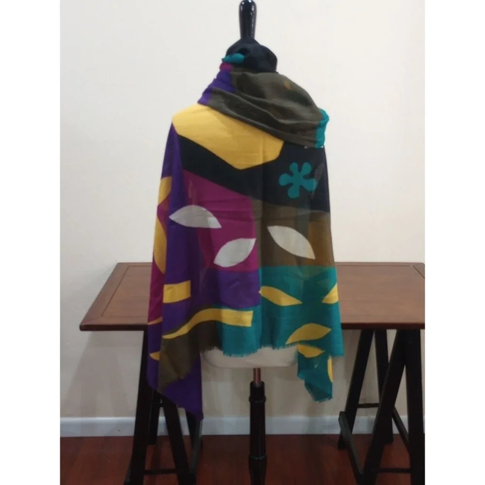 Renard Bold Abstract Wool And Silk Blend Scarf 54